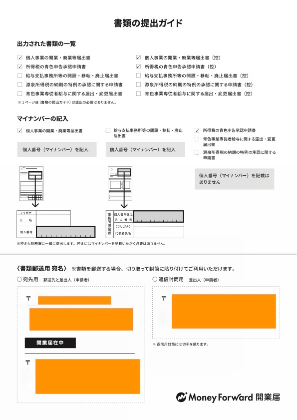 マネーフォワード クラウド開業届書類の提出ガイド